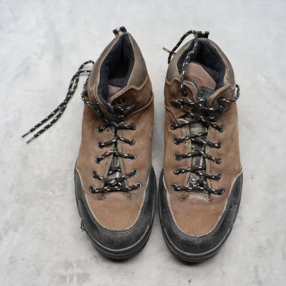 Thom McAn Mens 10‎ Hiking Boots Black Leather Trail Rugged Utility Trekking Work